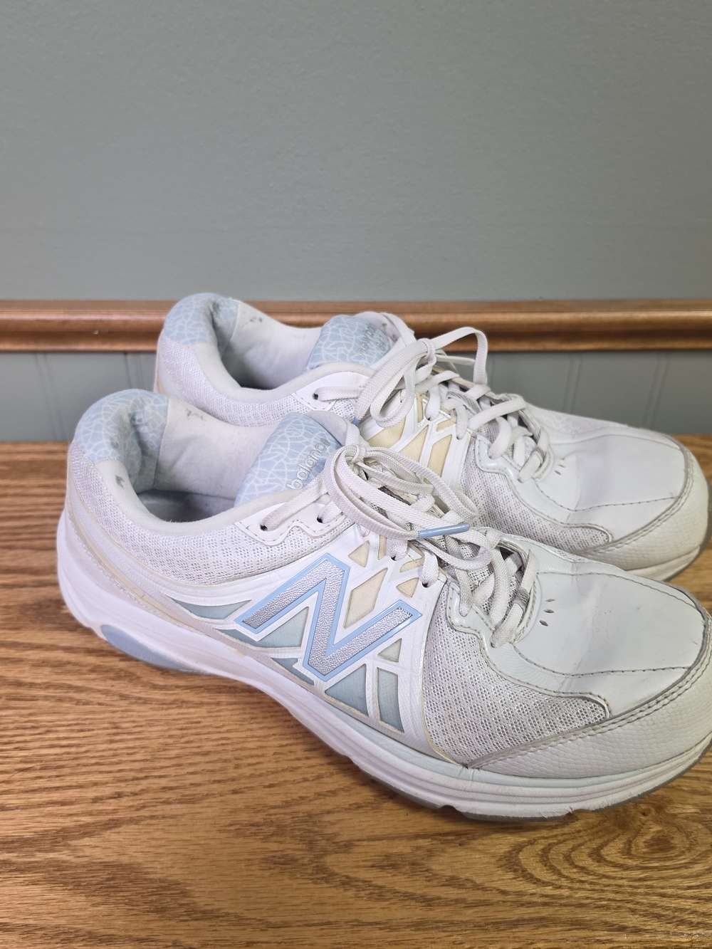 New Balance Women's White Sneakers with Light Blue Accents